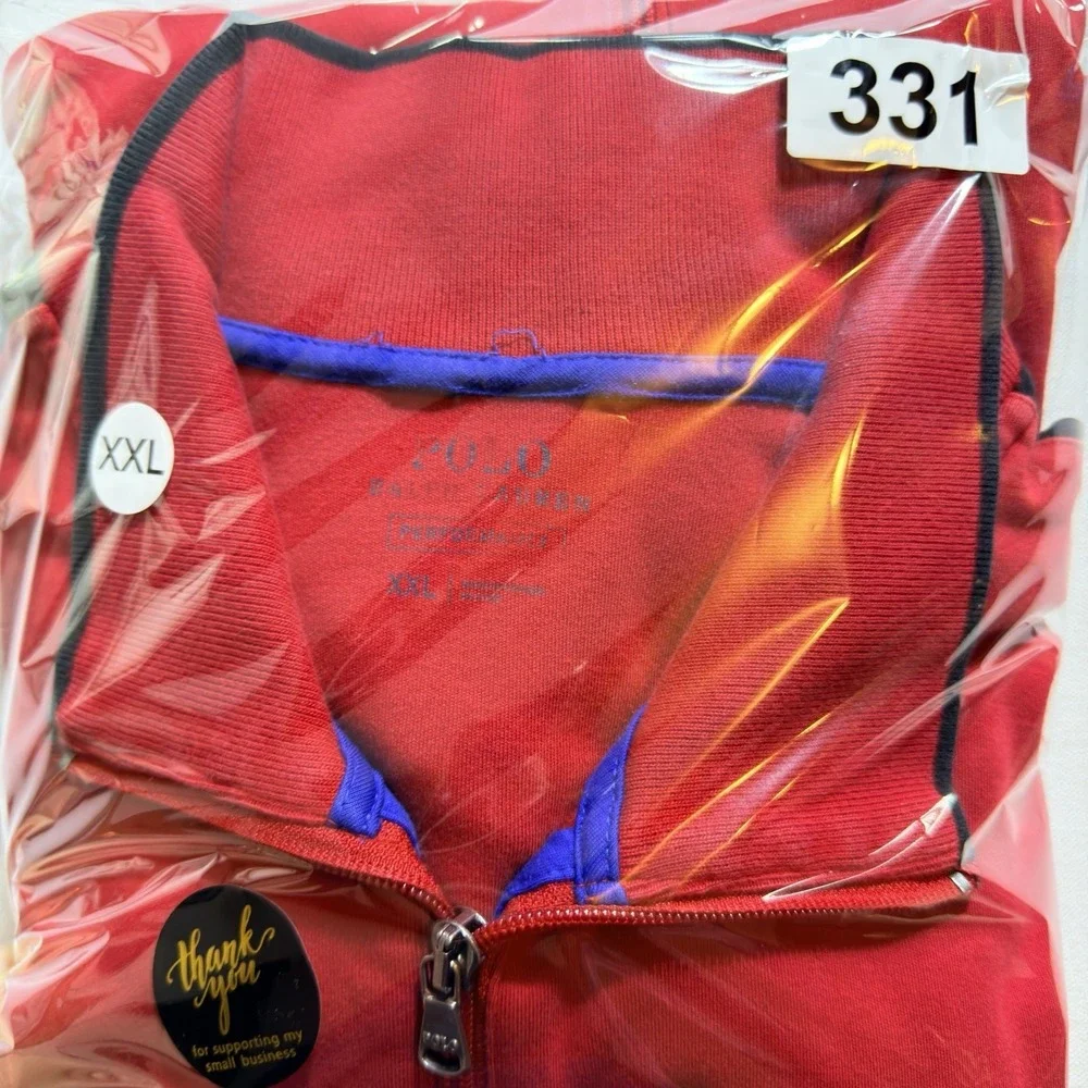 Polo Ralph Lauren XXL Track Red Cotton Pony Logo Knit Performance Jacket